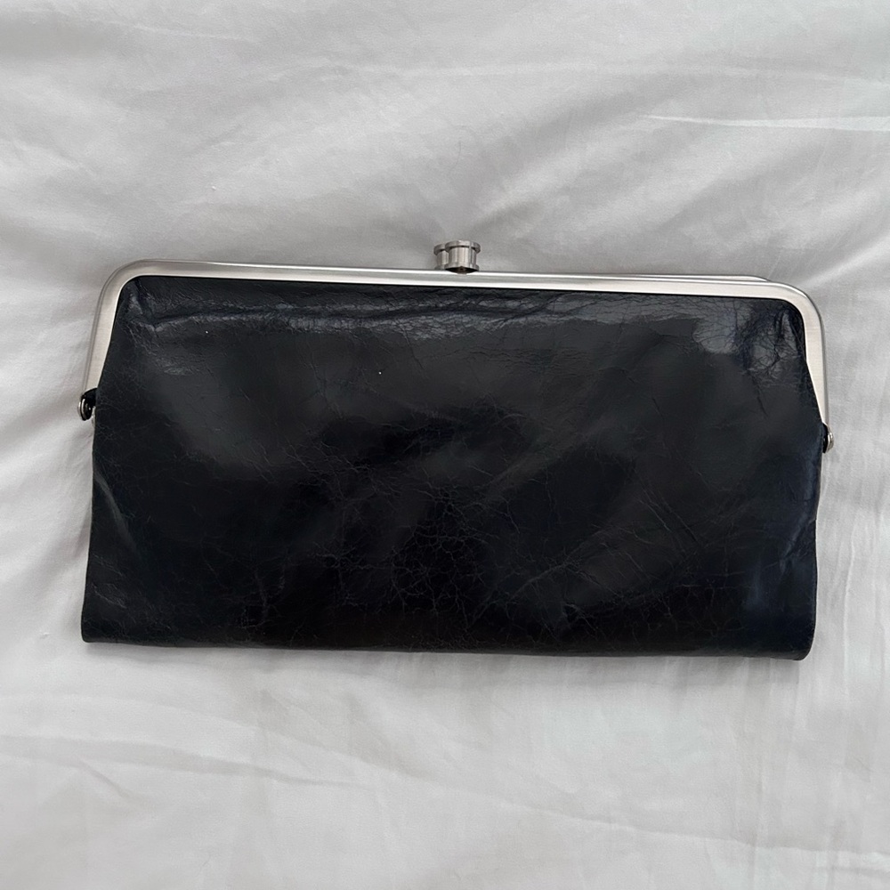 HOBO Lauren black leather clutch